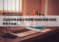 三亚区块链金融公司招聘[海南区块链试验区有多少企业]